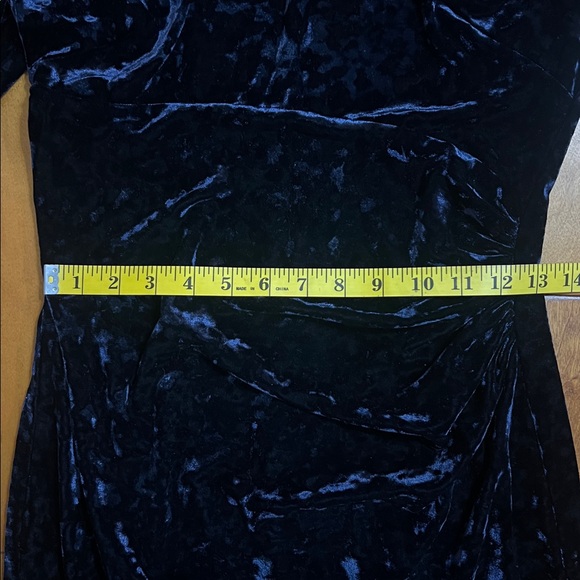 DKNY Velvet Burnout Dress Sz 6 Midnight Blue Whimsigoth Fairy Grunge Cocktail - Picture 4 of 10